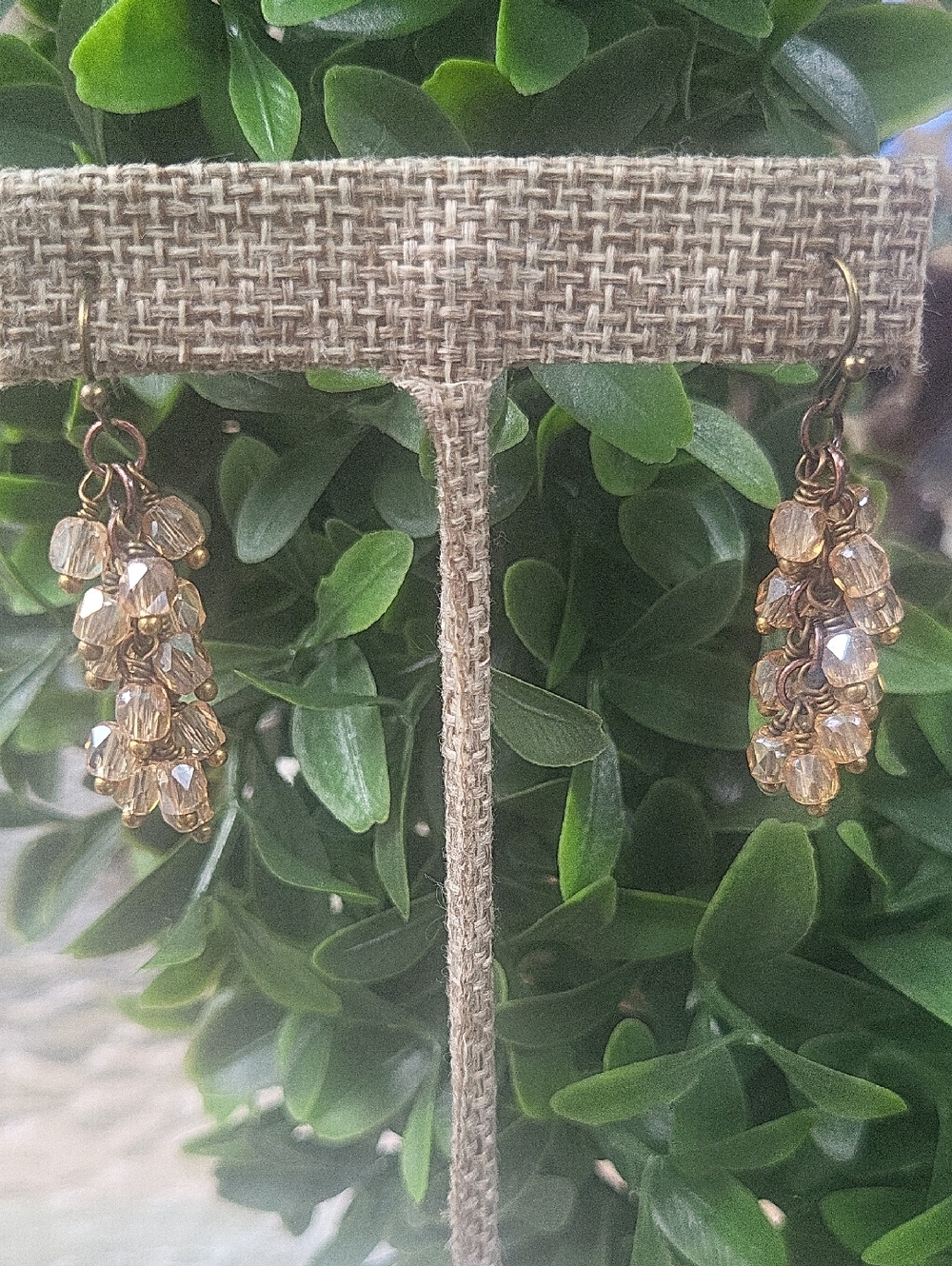 Champagne Crystal Cluster Drop Earrings